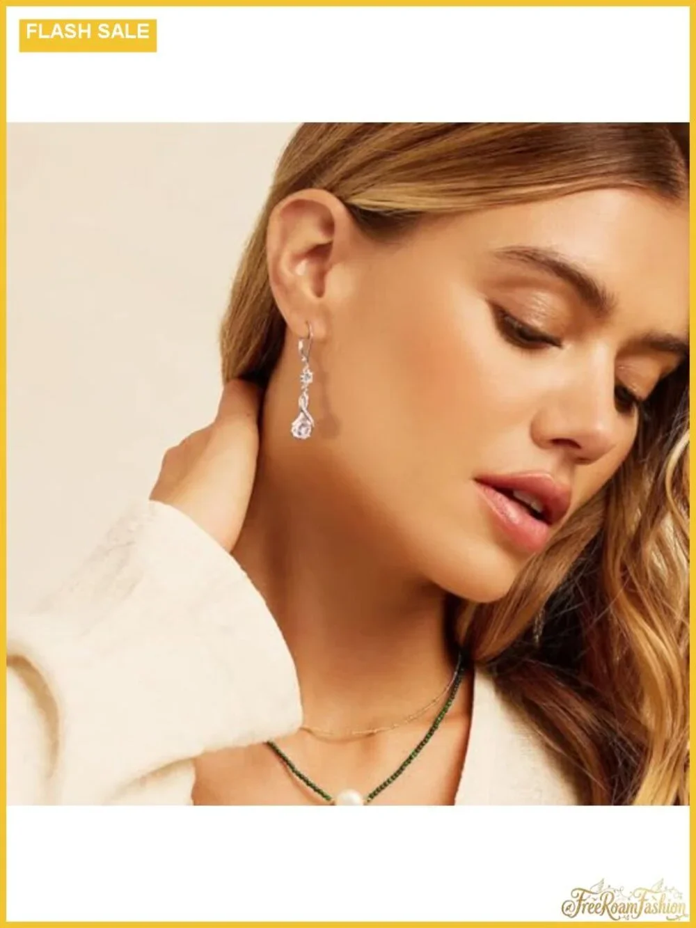 Sterling Silver Dangle Cubic Zirconia Earrings Drop Leverback